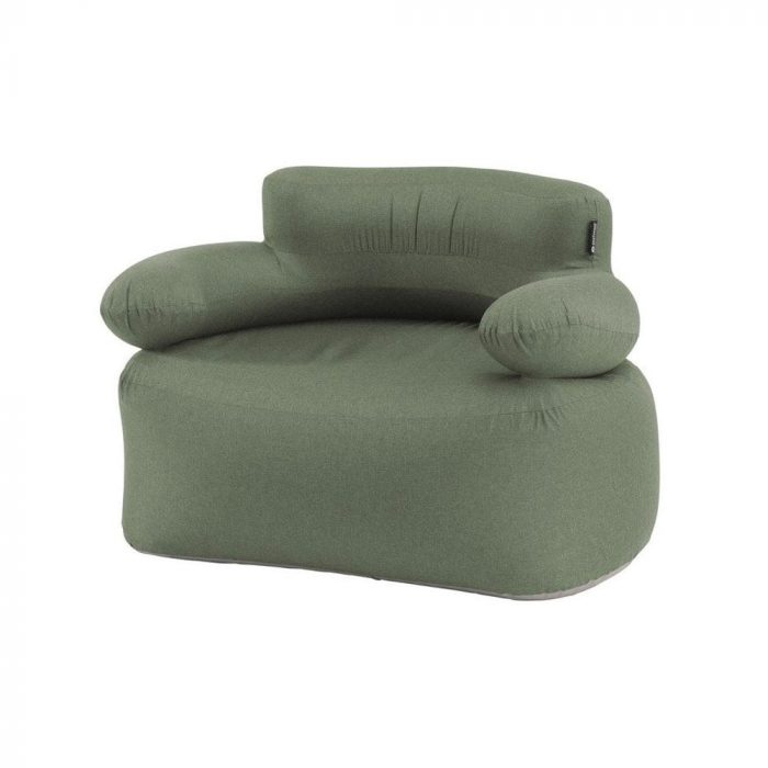 A green inflatable chair