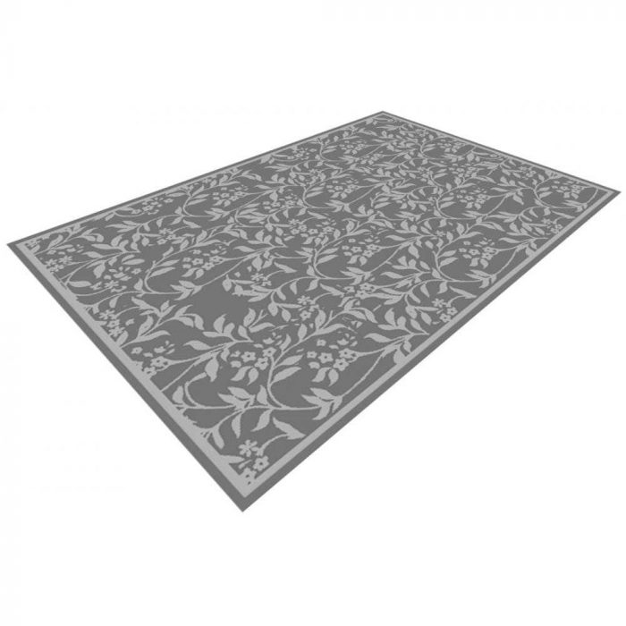 Grey tent carpet with flower pattern