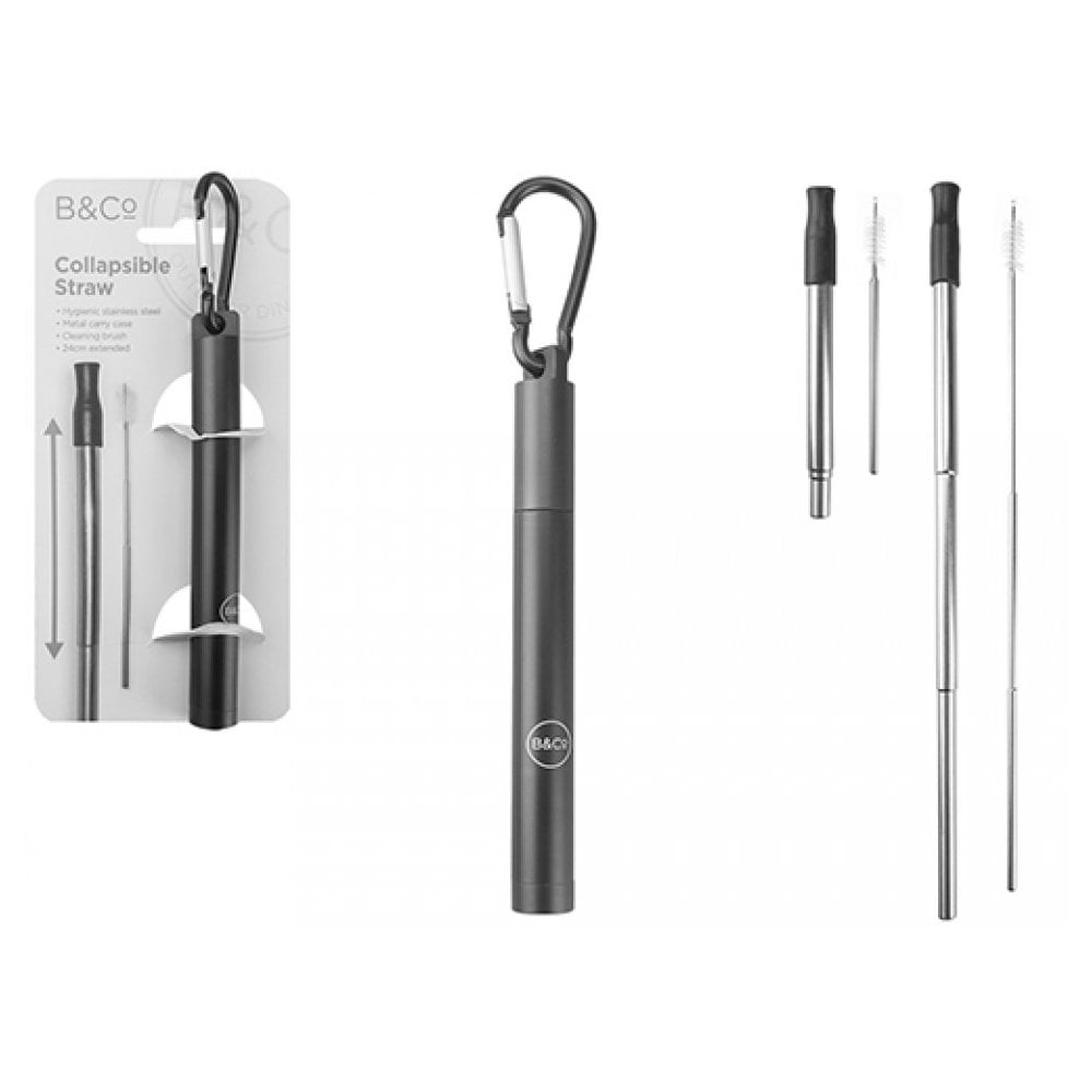 Summit BandCo Extending Stainless Steel Straw in Carry Case: Black Col