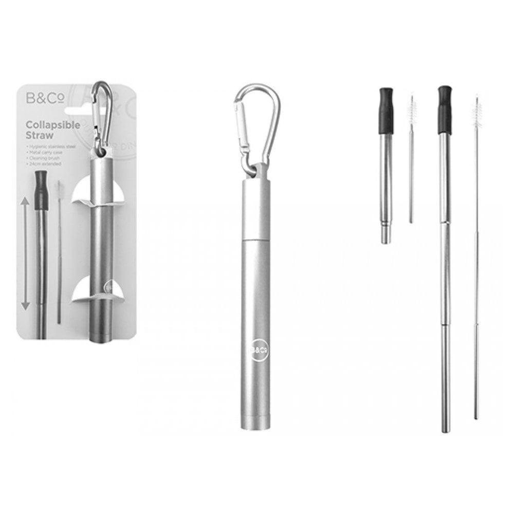 Summit BandCo Extending Stainless Steel Straw in Carry Case: Silver Co