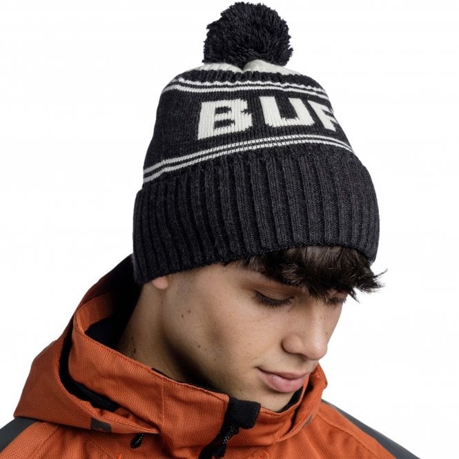 Buff  Hido Knitted Beanie - Black