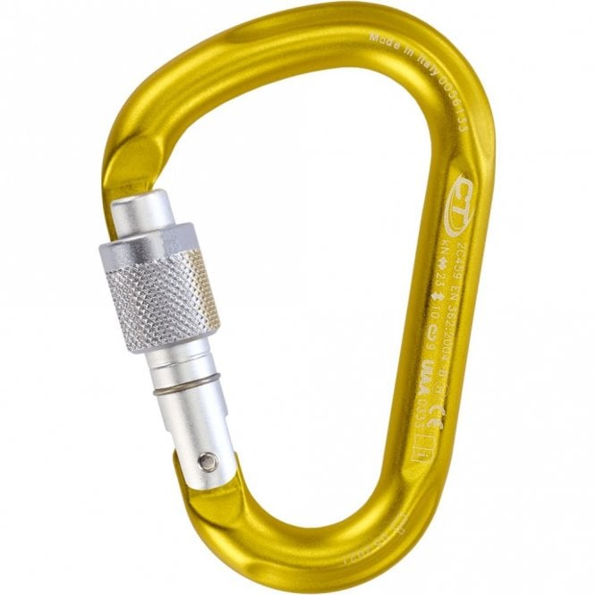 Climbing Technology  Snappy Screw Gate HMS Carabiner - Yellow/Silver