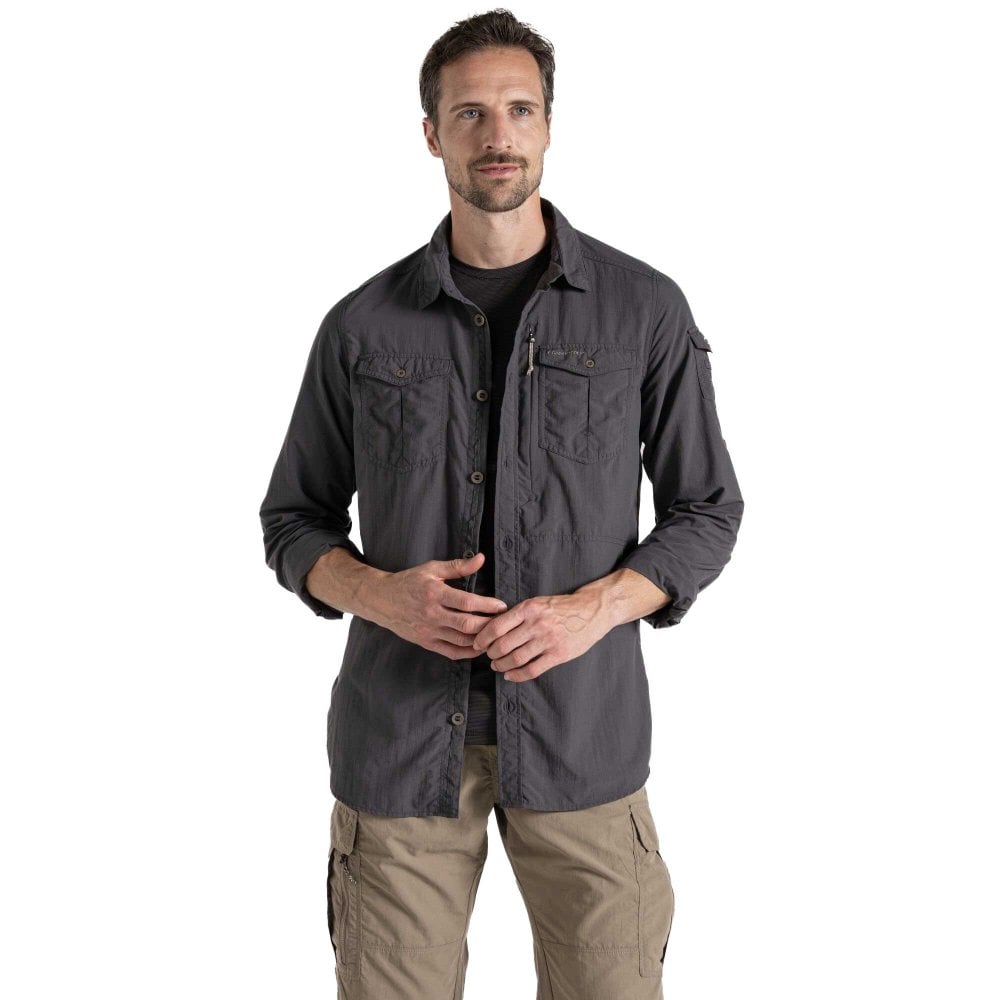 Craghoppers Men's Nosilife Adventure Long Sleeved Shirt Iii: : Black Pepper Medium