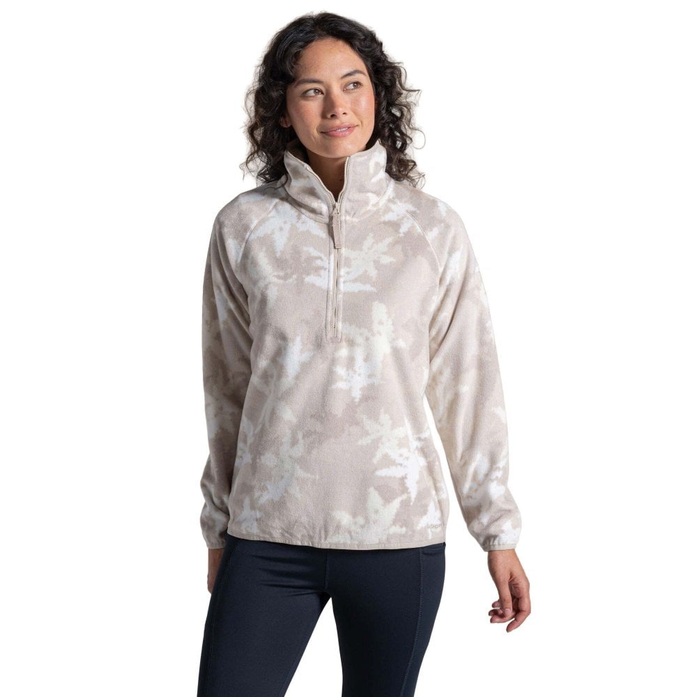 Craghoppers Women's National Trust Reedmace Half Zip Fleece: Oyster Pri Oyster Print Size 20 - Outdoor Action