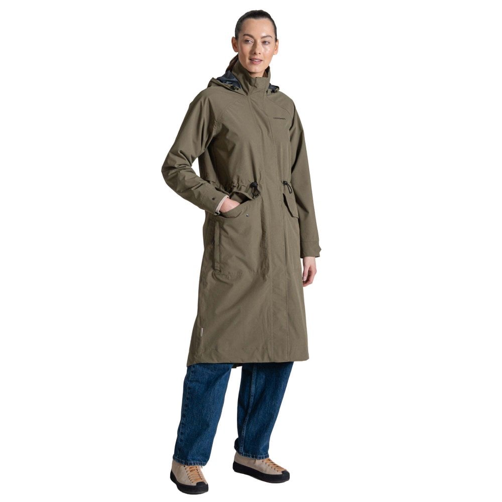 Craghoppers Women's National Trust Saxifrage Waterproof Jacket: Wild Ol Wild Olive Size 20 - Outdoor Action