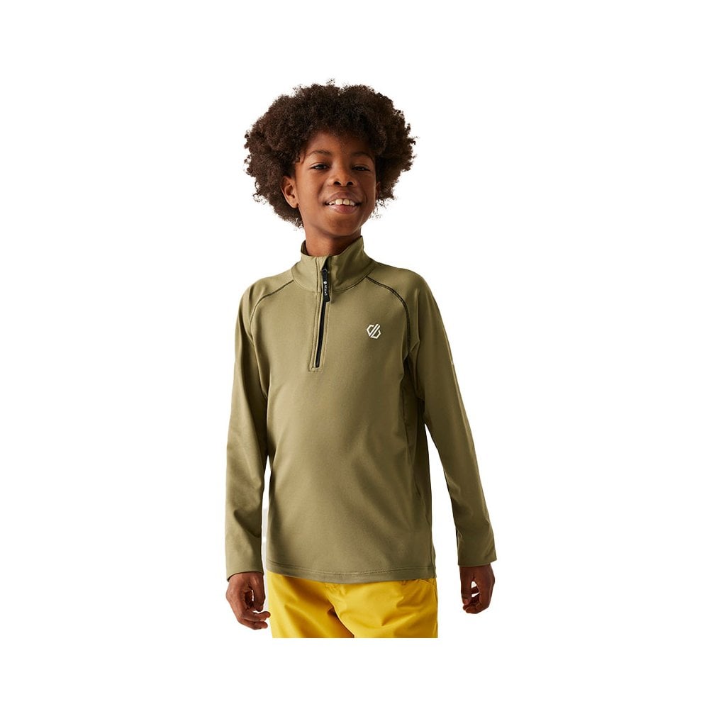 Dare2b Boys Kids Consist Ii Half Zip Core Stretch Midlayer: Martini Olive Size 5-6 Years - Outdoor Action