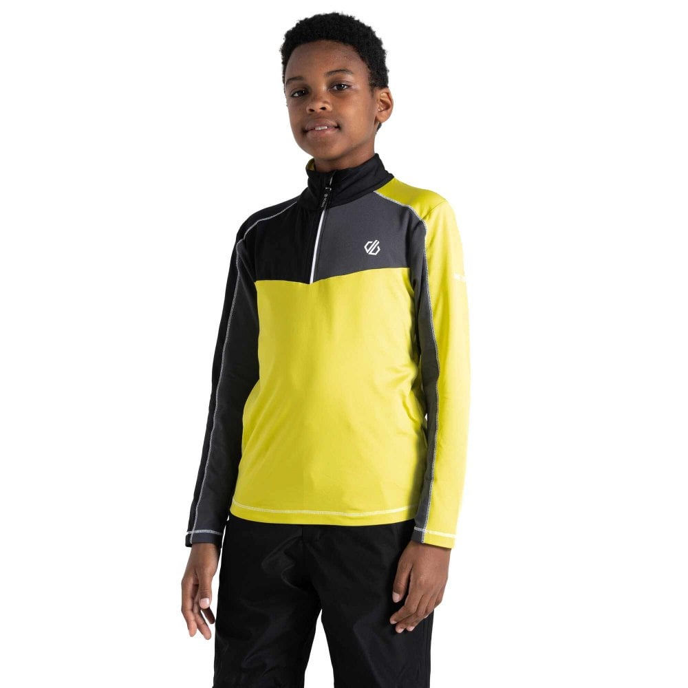 Dare2b Unisex Formate Ii Core Stretch Half Zip Midlayer: /Yellow Pl Ebony/Yellow Plum Size 14 Years Kids