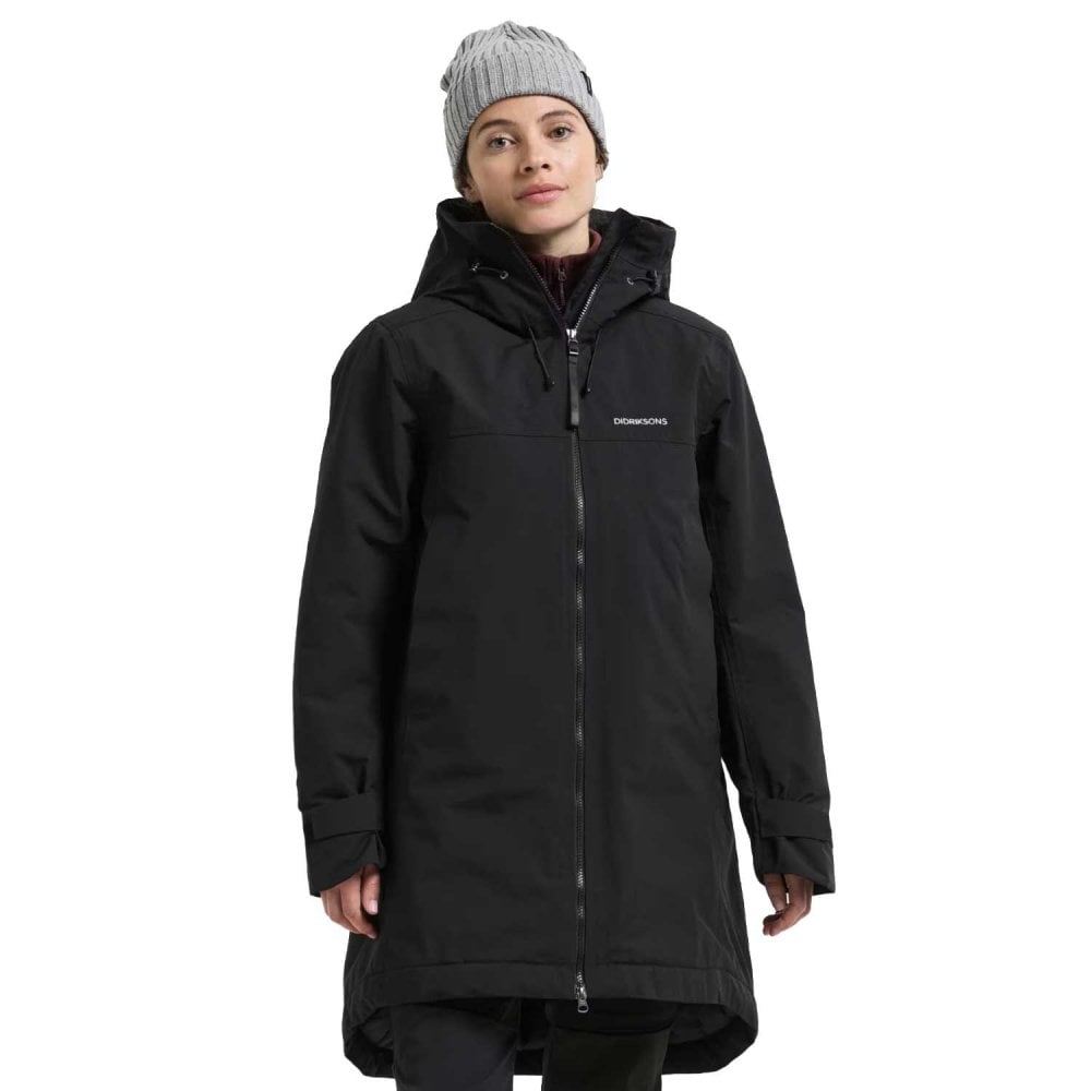 Didriksons Women's Eris Parka Jacket: : :, Colour: Black Size 16 - Outdoor Action
