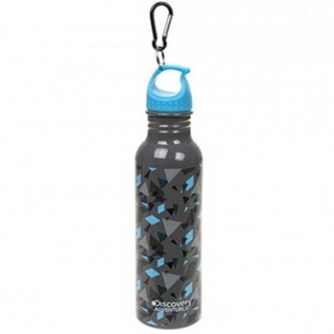 Discovery Adventures 750ml Aluminium Water Bottle - Pattern Grey/Blue Lid