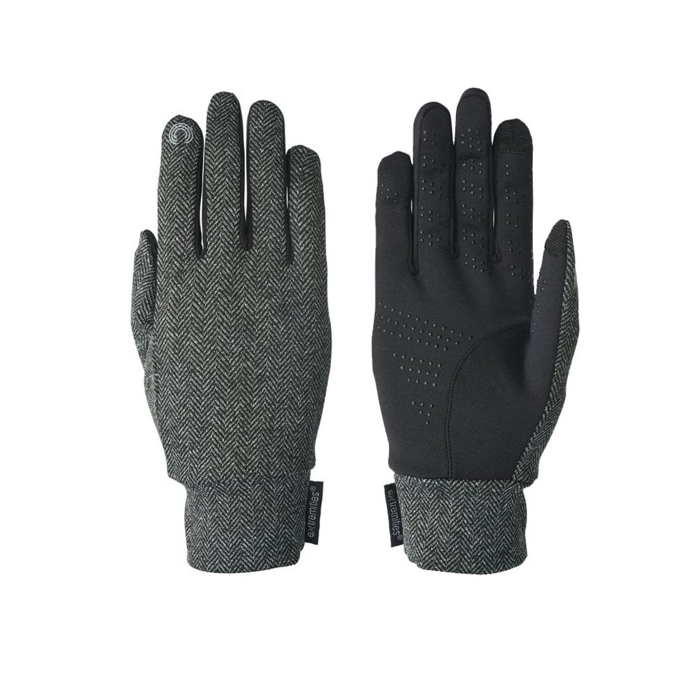 Extremities Unisex Herringbone Touch Liner Glove: : :, Colour: Grey Extra Large