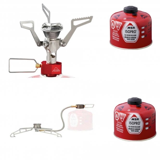 MSR  Pocket Rocket II Stove + LowDown Remote Adaptor + 2 Isopro 227g Gas