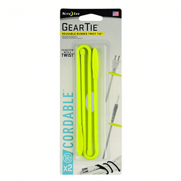 Nite Ize Gear Tie Cordable Twist Tie 12 In 2 Pk Neon Yellow