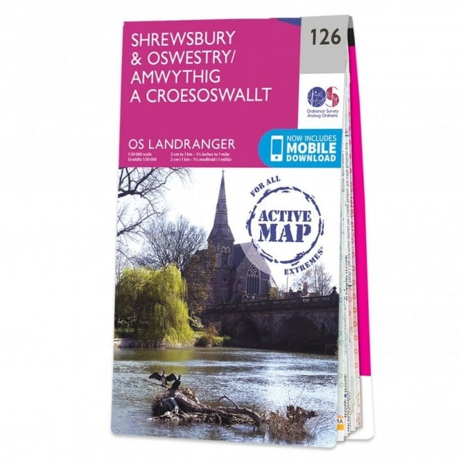 Ordnance Survey Ordnanca Survey Landranger Active Map 126 Shrewsbury & Oswestry (2007)