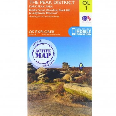 Ordnance Survey Explorer Active Map OL01 The Peak District, Dark Peak Area