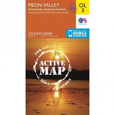 Ordnance Survey Explorer Active Map OL03 Meon Valley, Porstmouth, GOrdnance Surveyport & Fareham
