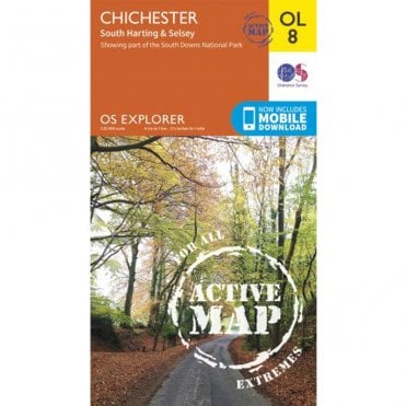 Ordnance Survey Explorer Active Map OL08 Chichester, South Harting & Selsey