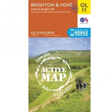 Ordnance Survey Explorer Active Map OL11 Brighton & Hove