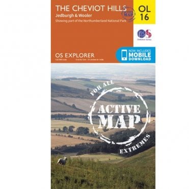 Ordnance Survey Explorer Active Map OL16 The Cheviot Hills