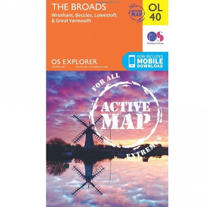 Lomond Books Ordnance Survey Explorer Active Map OL40 The Broads