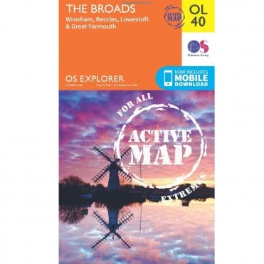 Ordnance Survey Explorer Active Map OL40 The Broads