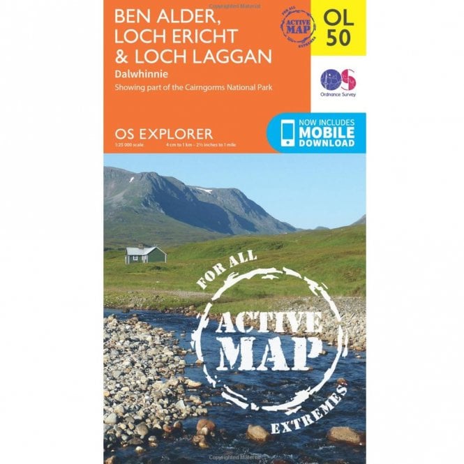 Ordnance Survey  Explorer Active Map OL50 Ben Alder, Loch Ericht & Loch Laggan