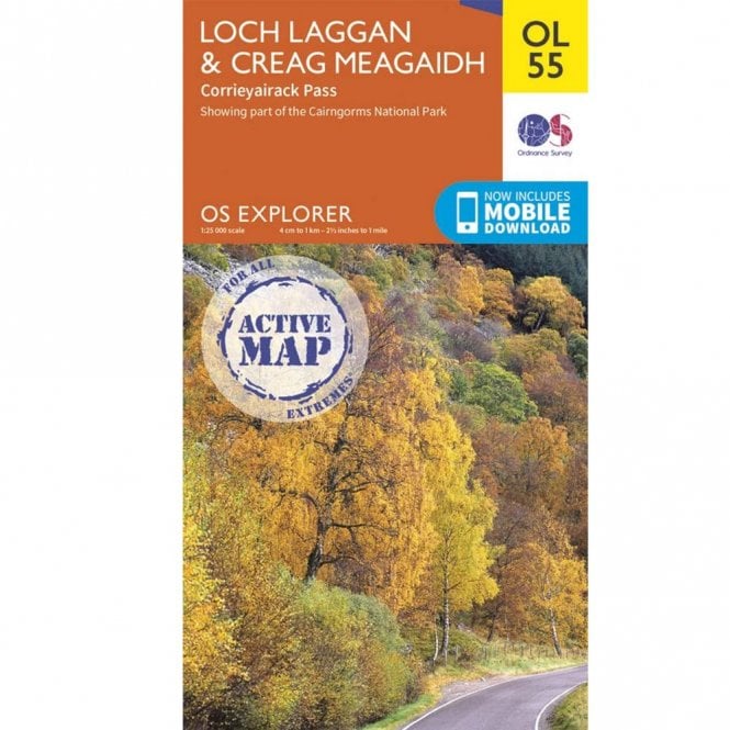 Ordnance Survey  Explorer Active Map OL55 Loch Laggan & Creag Meagaidh, Corrieyairack Pass