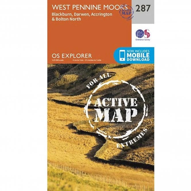 Ordnance Survey  Explorer Map Active 287 West Pennine Moors - Blackburn, Darwen And Accrington