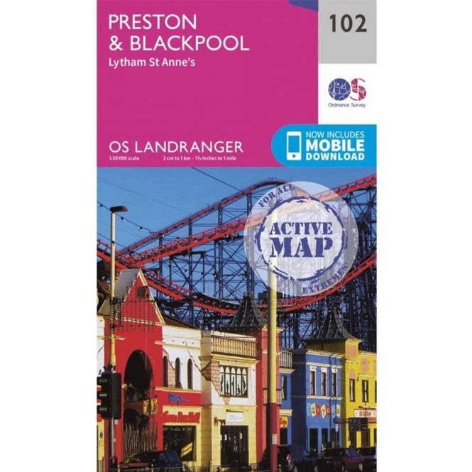 Ordnance Survey  Landranger Active Map 102 Preston & Blackpool, Lytham