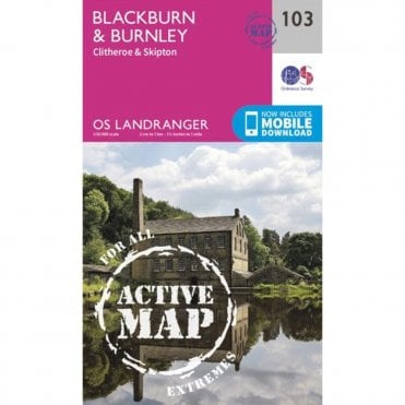 Ordnance Survey Landranger Active Map 103 Blackburn & Burnley, Clitheroe & Skipton - Old Version
