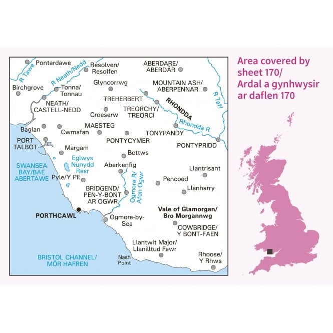 Ordnance Survey  Landranger Map 170 Vale Of Glamorgan, Rhondda & Porthcawl