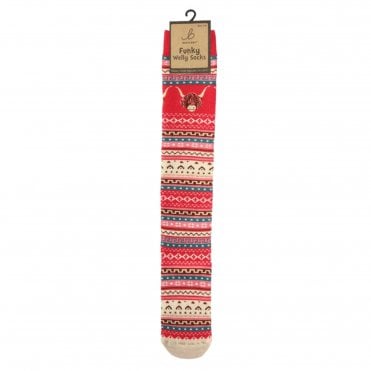 Otterdene Ladies Welly Socks - Nordic Highland Cow