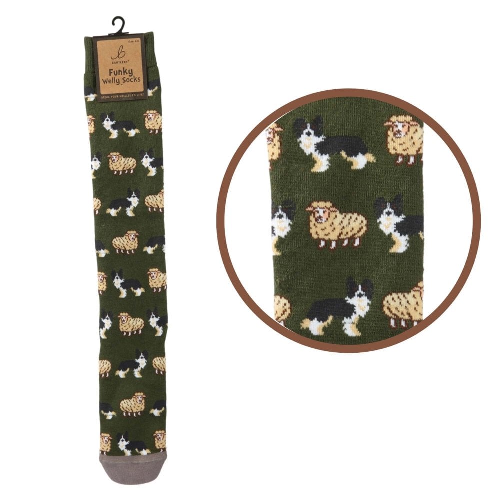 Otterdene Unisex Mens Welly Socks: Colour: Sheep And Sheep Sheep And Sheepdog Size 6 - Outdoor Action