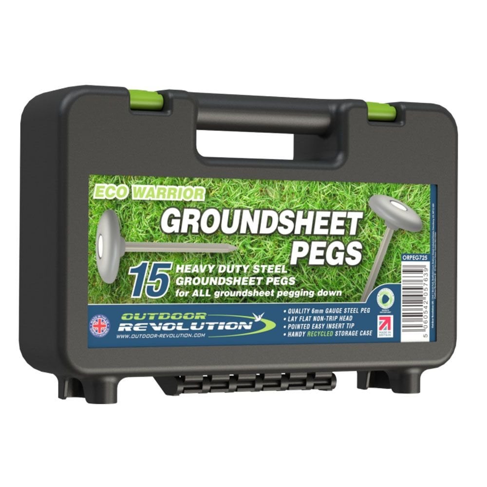 Outdoor Revolution Eco Warrior Groundsheet Pegs Box Pack Size 15