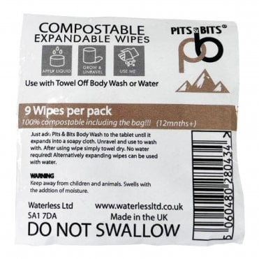 Pits & Bits Compostable Expandable Wipes 9pk