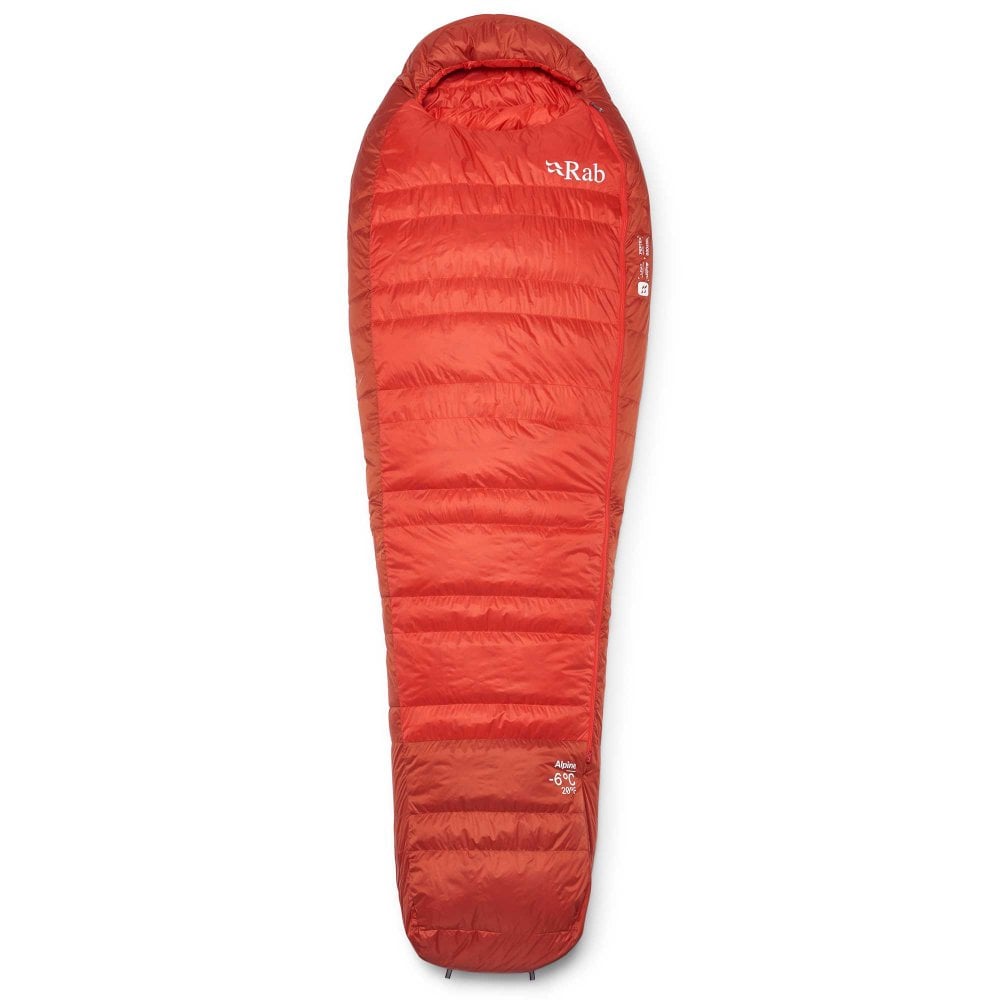 Rab Alpine -6C / 20F Sleeping Bag: : Left Hand Dark Horizon/Tuscan Red Left Hand Zip - Outdoor Action