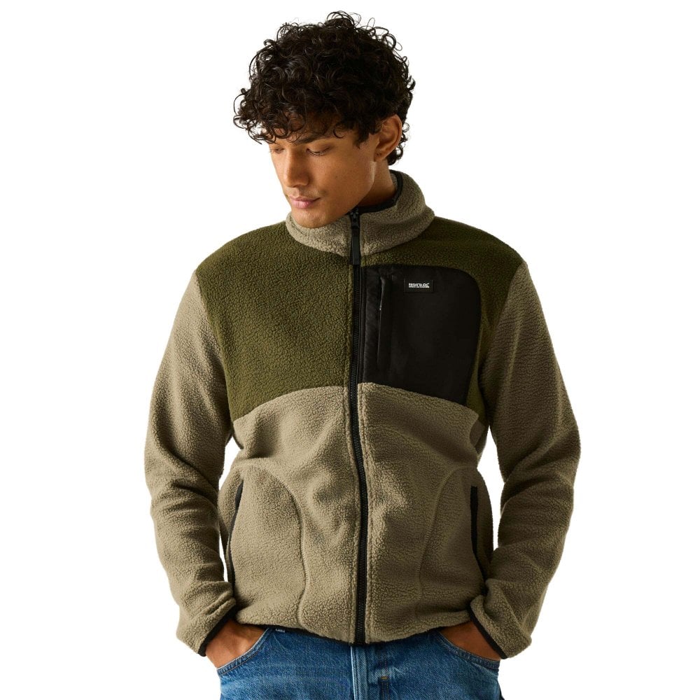 Regatta Men's Frankie Borg Colour Block Fleece Jacket: /Dark Kha Smokey Olive/Dark Khaki Xxl - Outdoor Action