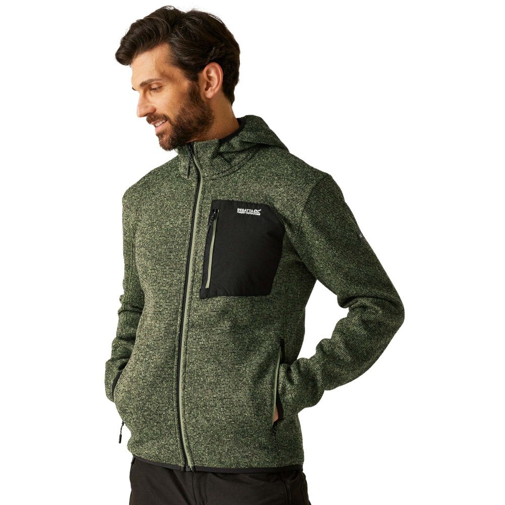 Regatta Men's Hooded Newhill Full Zip Fleece: : :, Colour: Oil Green Small - Outdoor Action - Image 2