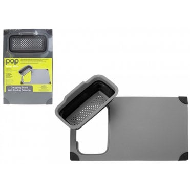 Summit Pop Chopping Board With Folding Colander Black