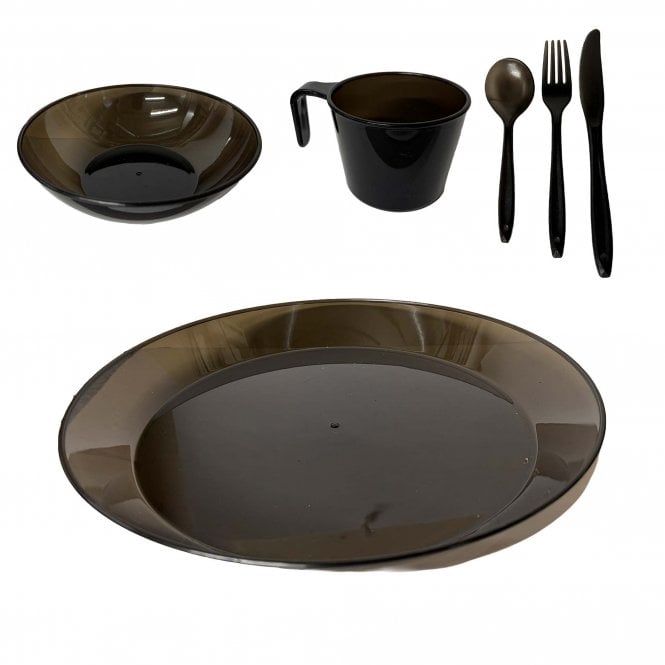 Sunncamp  3pc Polycorbonate Tableware & Cutlery Set