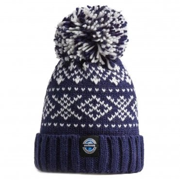 SuperBobble Navy Nordic Knit Reflective Beanie
