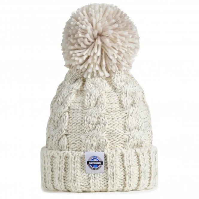 Super Bobble SuperBobble Oatmeal Cable Knit Reflective Beanie
