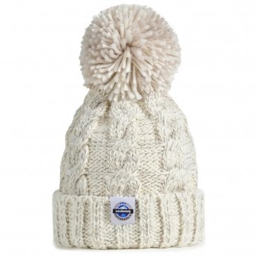 SuperBobble Oatmeal Cable Knit Reflective Beanie
