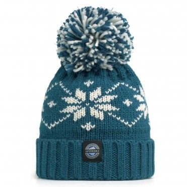 SuperBobble Teal Flora Nordic Knit Reflective Beanie