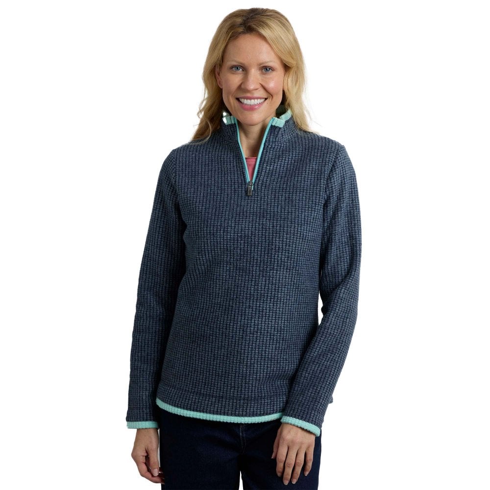 Weird Fish Women's Mid Navy Beye 1/4 Zip Grid Fleece In | Size: 10 - Image 3